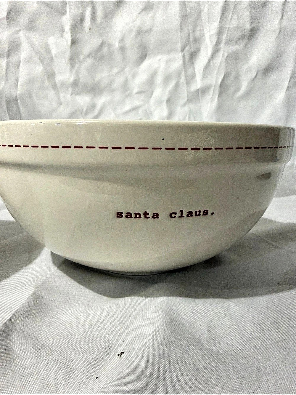 Rae Dunn Christmas Mixing Bowls Santa Claus Kris Kringle White Set of 2